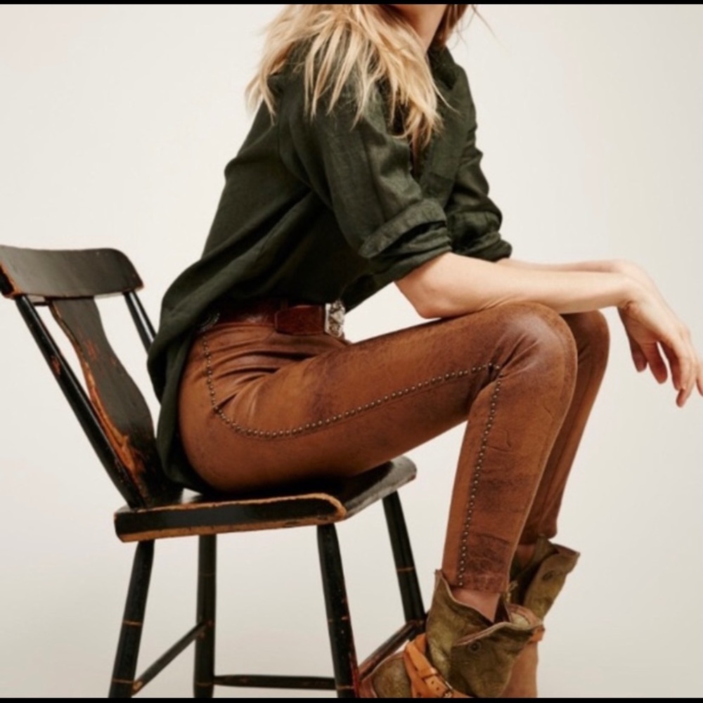 Free People Suede Studded Beaded Pants Size 6